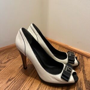 Karen Millen Black and White Heels with Bow Accent
